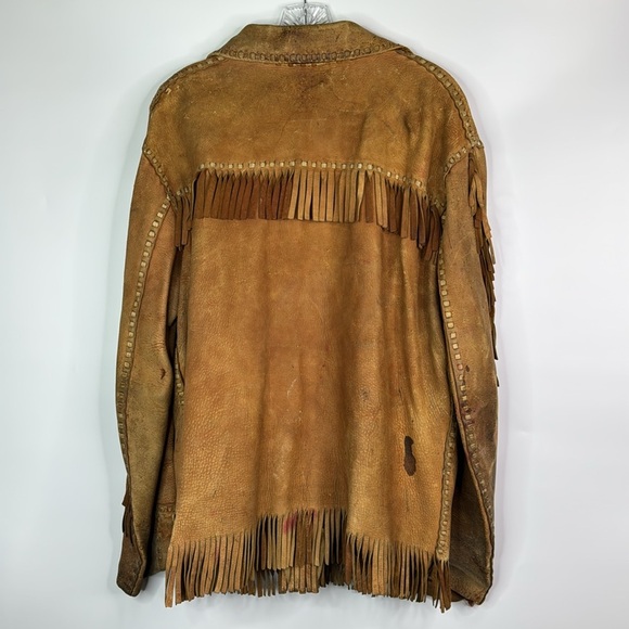 Vintage Buckskin Leather Western Fringe Jacket Size Large - Picture 6 of 14